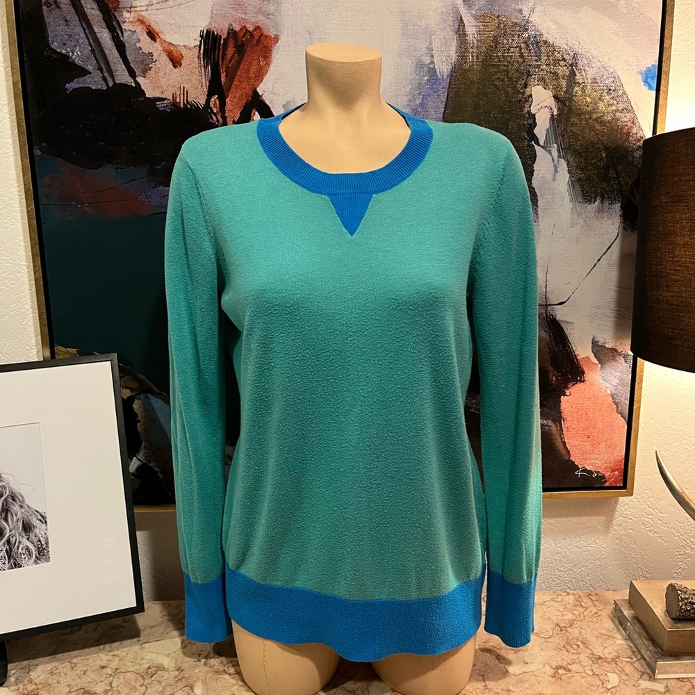 PRABAL GURUNG for Target M Medium Teal and Blue Long Sleeve Sweater